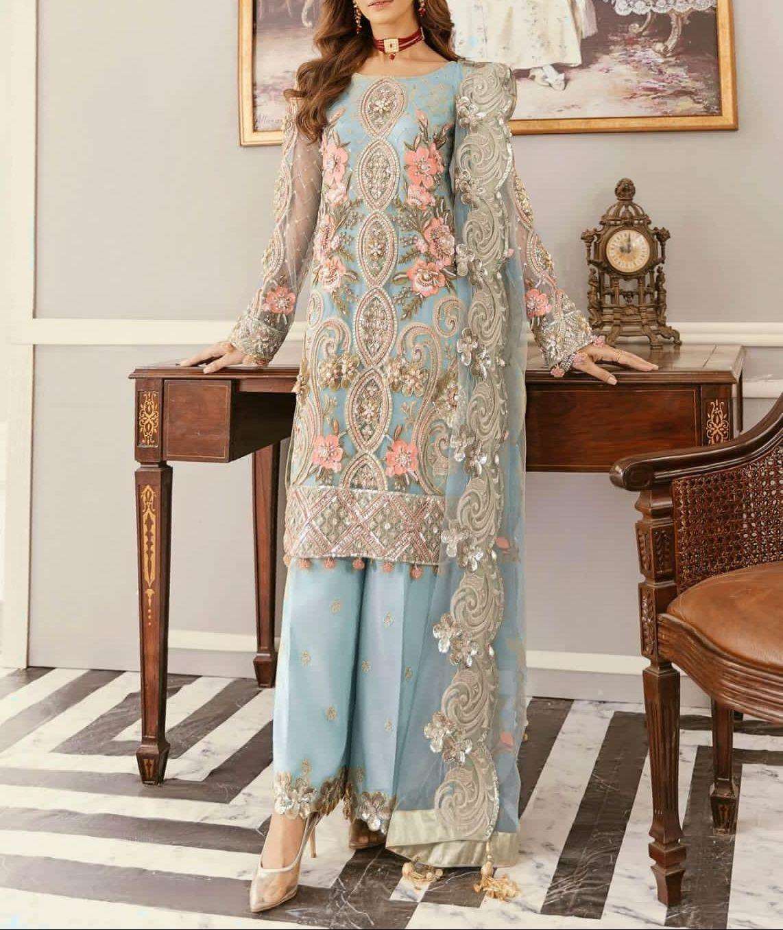 Akbar Aslam Net Suit - Yumnaz