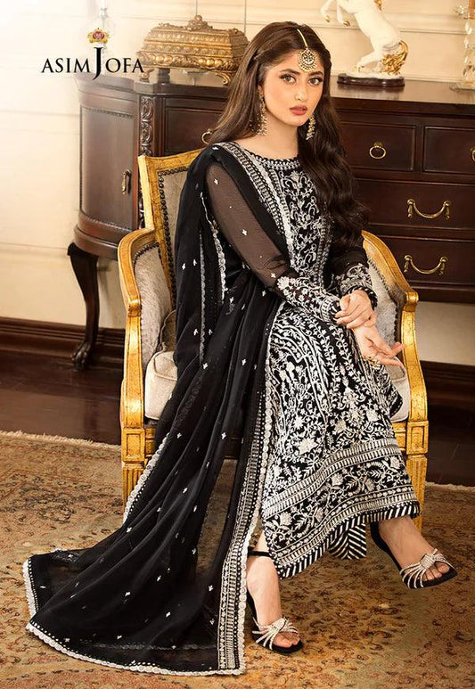 Asim Jofa Luxury Chiffon Collection 3 Pc Unstitched AJJM 21 Jhilmil Luxury Festive - Yumnaz