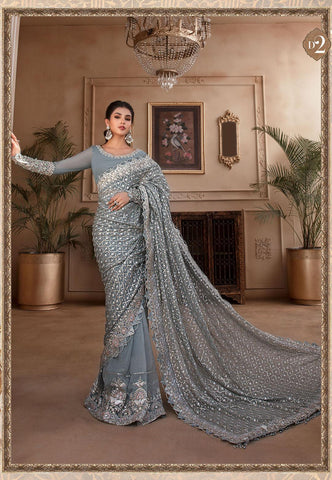 Maria.B Mbroidered Unstitched Heritage Saree Design 2 - Yumnaz