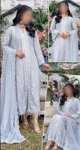 Azure Chiffon Suit - Yumnaz