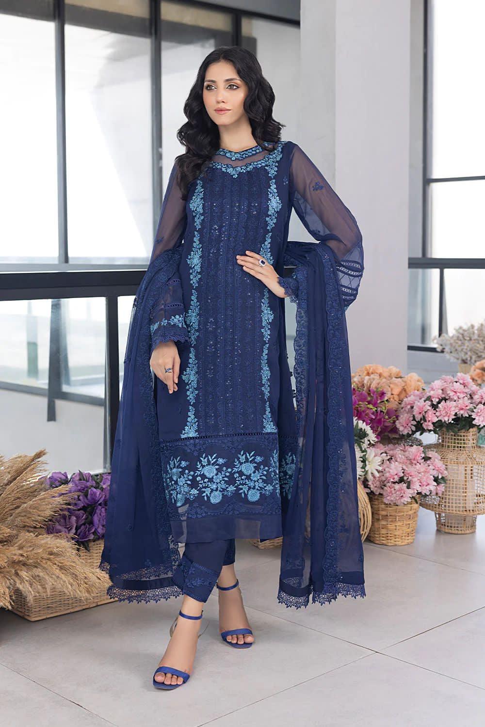 Azure Chiffon Suit - Yumnaz