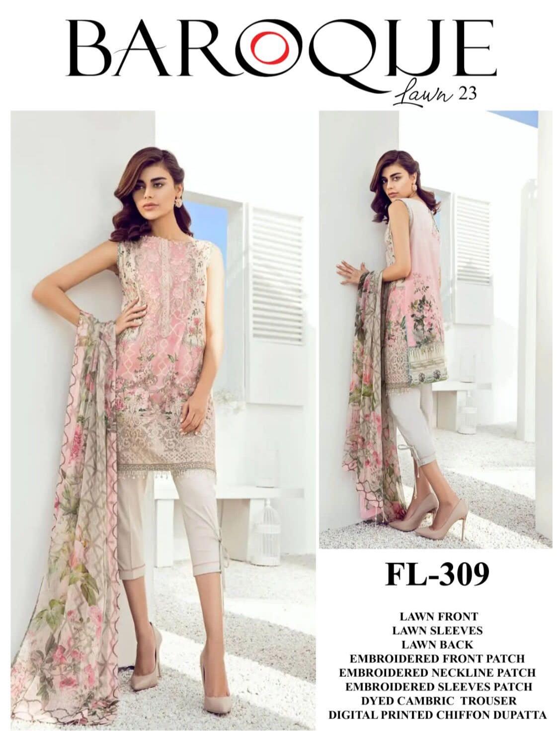 Baroque Lawn Suit - Yumnaz