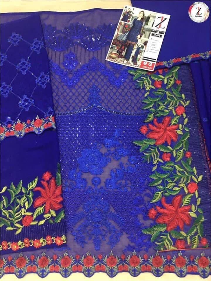 Embroidered Chiffon Suit - Yumnaz
