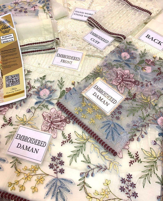 Embroidered Organza Suit - Yumnaz