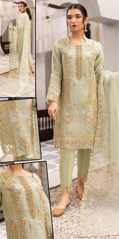 Embroidered Organza Suit - Yumnaz