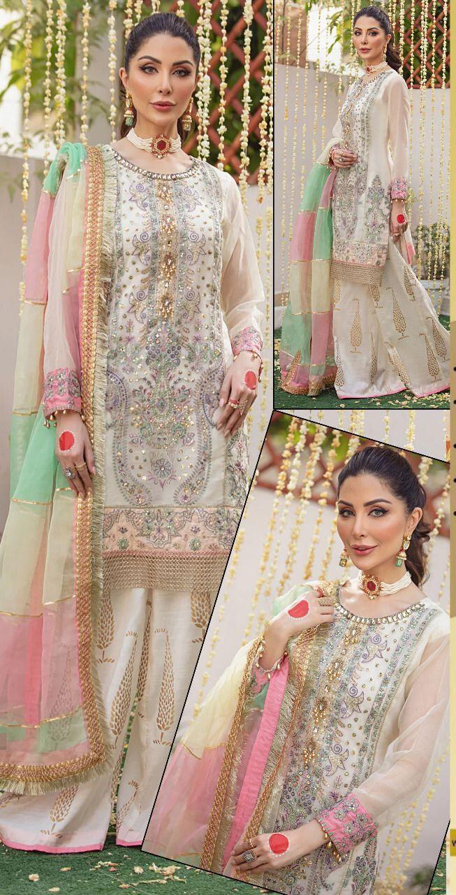 Embroidered Organza Suit - Yumnaz