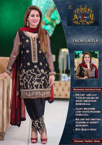 Farah Sadia Chiffon Suit - Yumnaz