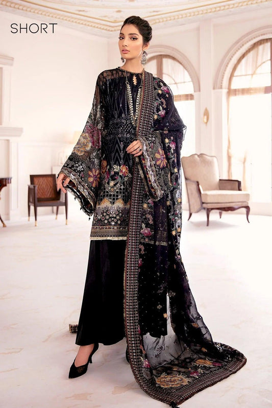 Chantelle By Baroque Embroidered Chiffon Unstitched 3 Piece Suit 09 Garnet - Luxury Collection - Yumnaz